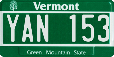 VT license plate YAN153