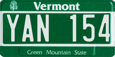 VT license plate YAN154