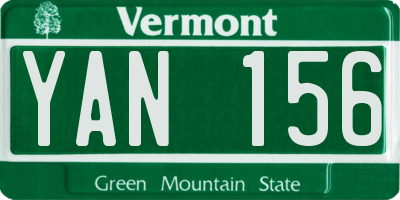 VT license plate YAN156