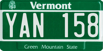 VT license plate YAN158
