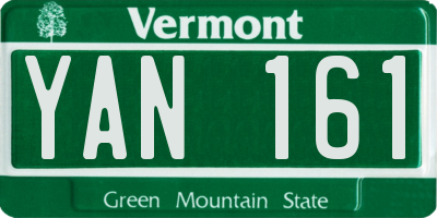 VT license plate YAN161