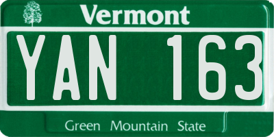 VT license plate YAN163