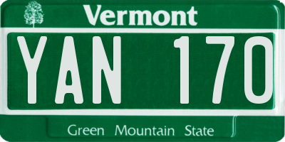 VT license plate YAN170