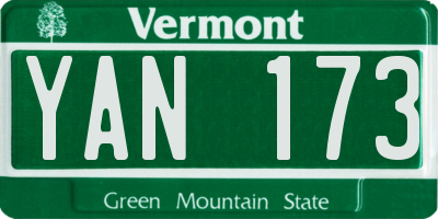 VT license plate YAN173