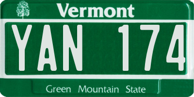 VT license plate YAN174
