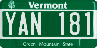 VT license plate YAN181