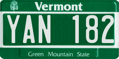 VT license plate YAN182