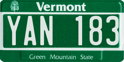 VT license plate YAN183