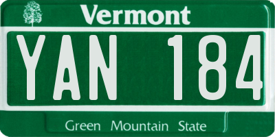 VT license plate YAN184