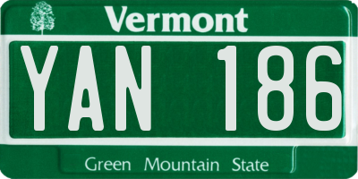 VT license plate YAN186