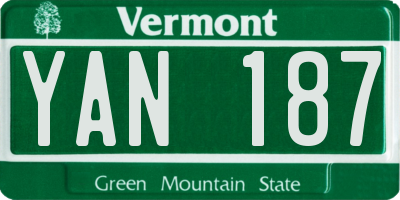 VT license plate YAN187