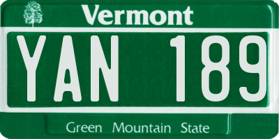 VT license plate YAN189