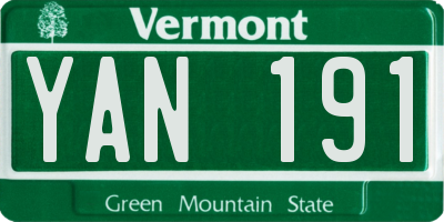 VT license plate YAN191
