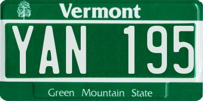 VT license plate YAN195