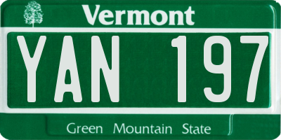 VT license plate YAN197
