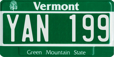 VT license plate YAN199