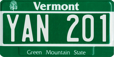 VT license plate YAN201