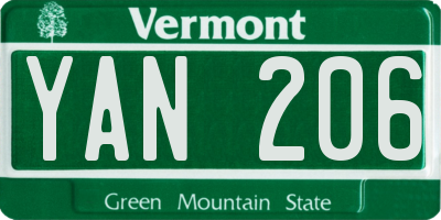 VT license plate YAN206
