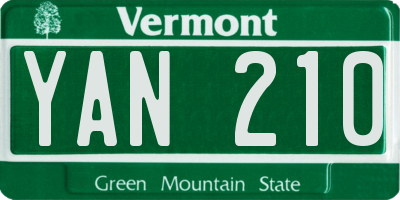 VT license plate YAN210