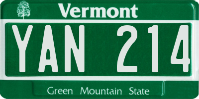 VT license plate YAN214