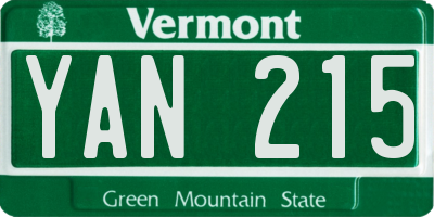 VT license plate YAN215