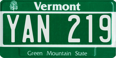 VT license plate YAN219