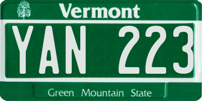 VT license plate YAN223