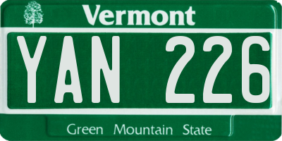 VT license plate YAN226