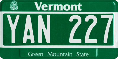 VT license plate YAN227