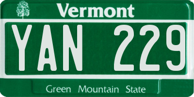 VT license plate YAN229