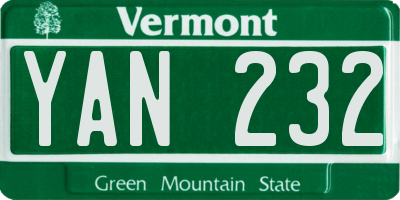 VT license plate YAN232