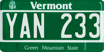 VT license plate YAN233