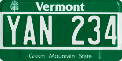 VT license plate YAN234
