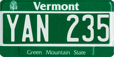 VT license plate YAN235