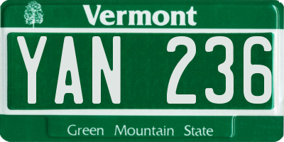 VT license plate YAN236