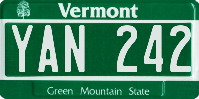 VT license plate YAN242