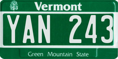 VT license plate YAN243