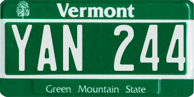 VT license plate YAN244