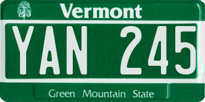 VT license plate YAN245