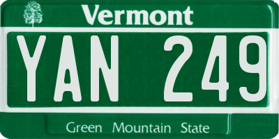 VT license plate YAN249