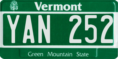 VT license plate YAN252