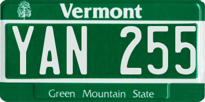 VT license plate YAN255