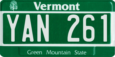 VT license plate YAN261