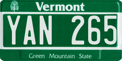 VT license plate YAN265