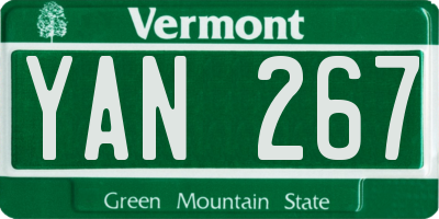 VT license plate YAN267