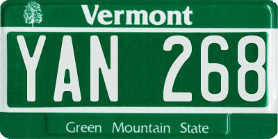 VT license plate YAN268