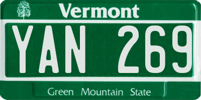 VT license plate YAN269