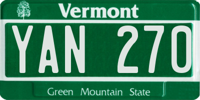VT license plate YAN270