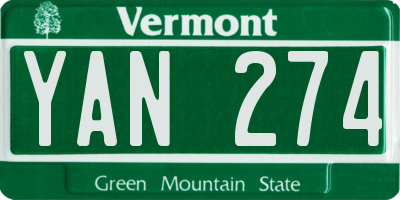 VT license plate YAN274