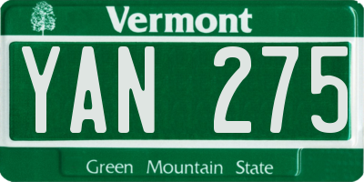 VT license plate YAN275